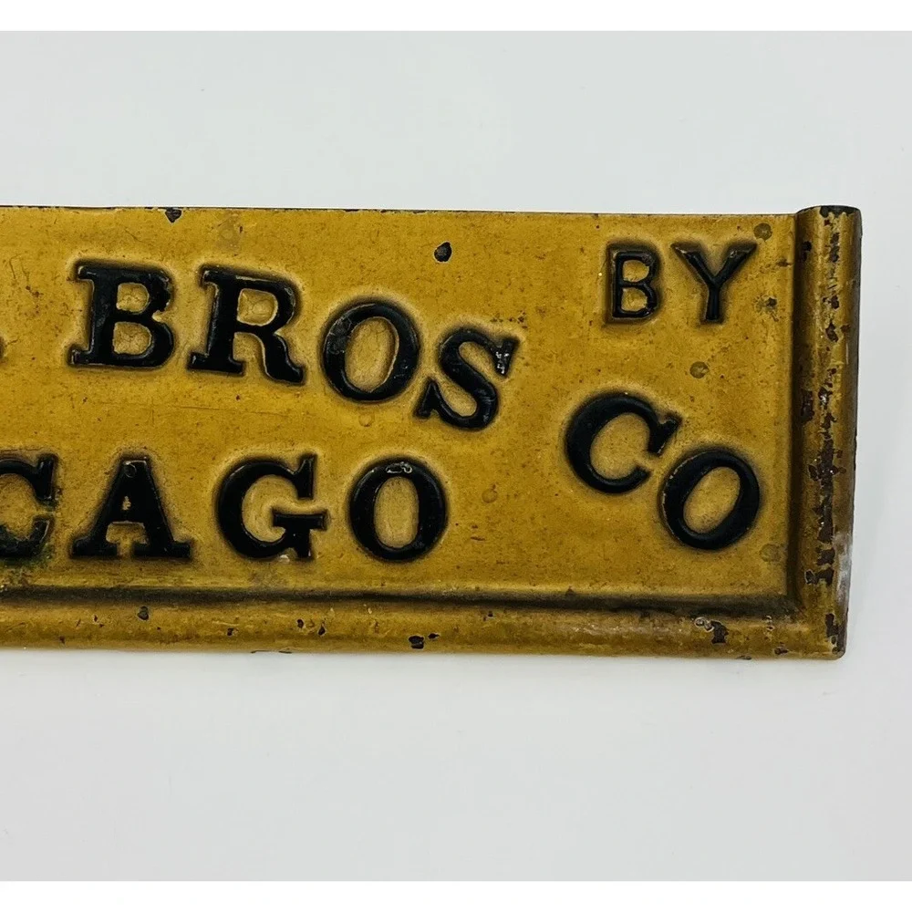 Antique Brass Plaque Piano Sign Made By Decker Bros Chicago IL Vintage